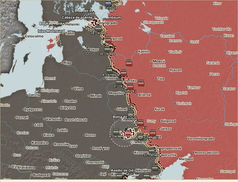 Mapa de la operación Barbarroja en septiembre de 1941