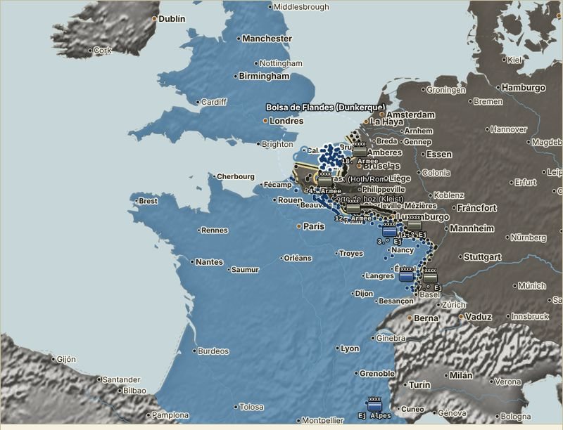 Mapa de la campaña de Francia de 1940